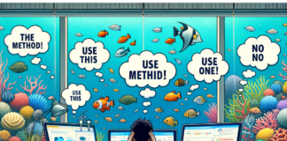 Overdose d’Informations en Aquariophilie Marine : Comment Ne Pas Se Perdre illustration of A person sitting at a desk with multiple screens, books, and devices scattered around them, looking overwhelmed and stressed. Above them, thought bubbles show conflicting pieces of advice from different sources, such as "Use this method!" and "No, use this one!" In the background, a serene aquarium with healthy corals and fish represents the goal they are striving for but struggling to achieve due to information overload., modern design, for the web, cute, happy, 4k, high resolution, trending in artstation